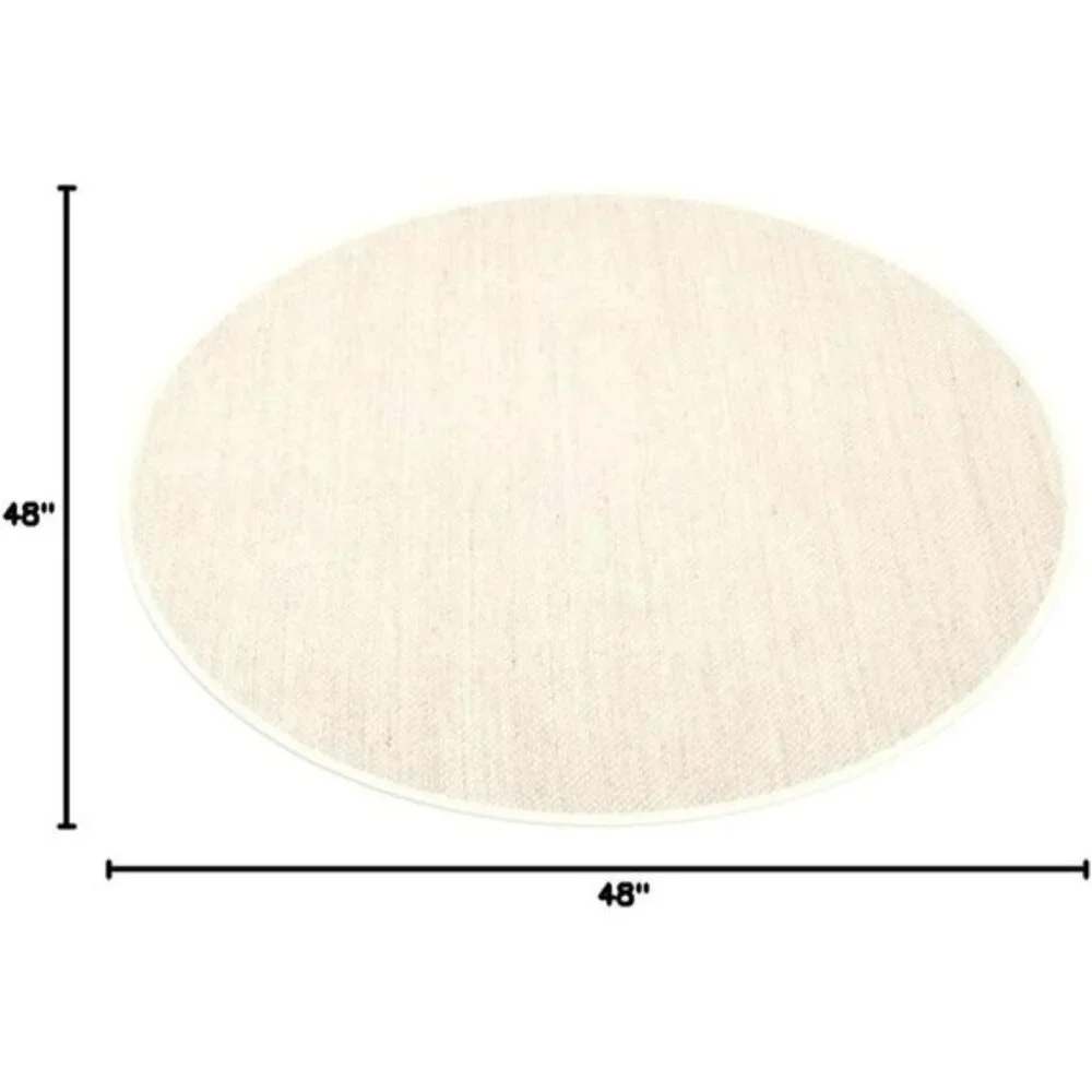 New 4ft Round Natural Fiber Sisal Area Rug for Home & Room - Marble Beige Border